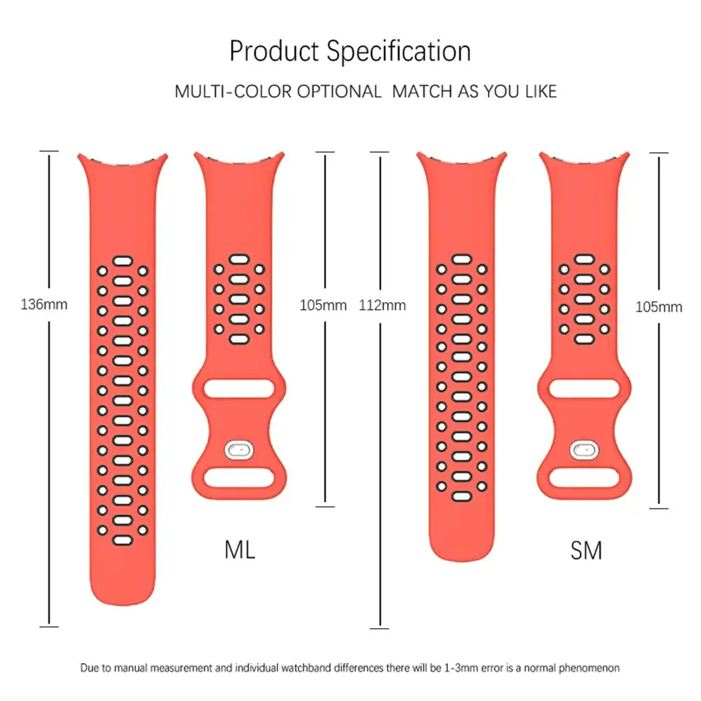 Perforated silicone strap length comparison