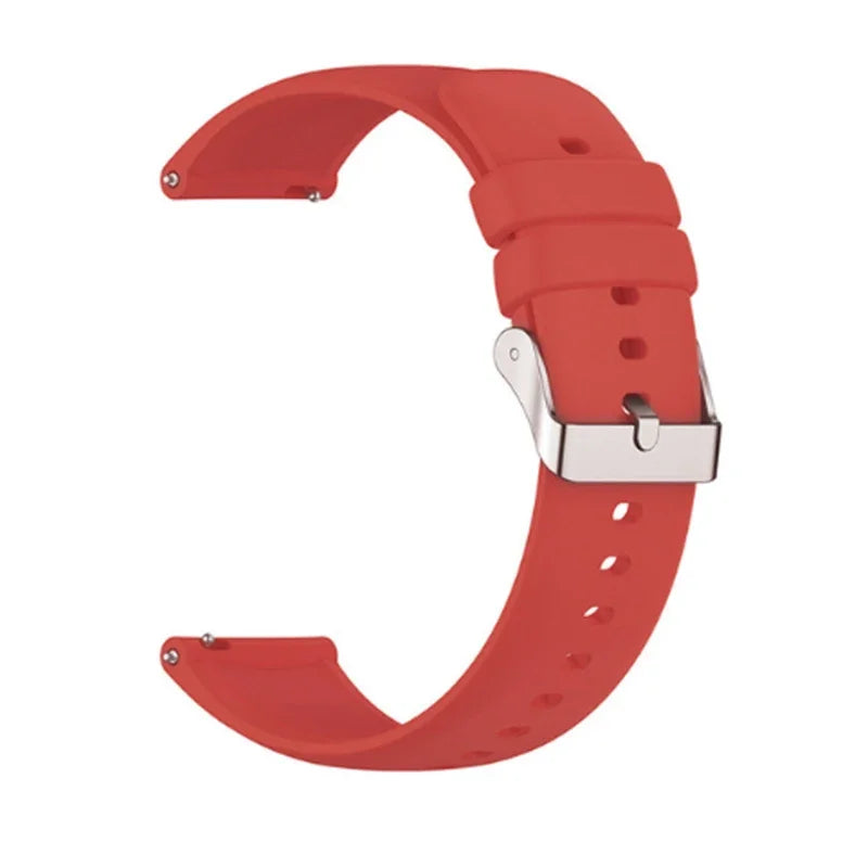 COROS Smooth Silicone Watch Band with Pin Buckle - Red - Silver Buckle