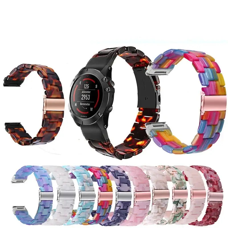 Garmin QuickFit Resin Bracelet Band tortoiseshell and multicolor bracelets with pattern previews