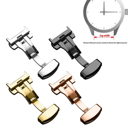 Garmin Leather Butterfly Clasp Band — butterfly clasp in four finishes