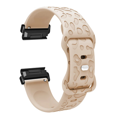 Milk Tea Garmin QuickFit 22/26mm Embossed Silicone Band with Tuck Closure