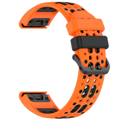 Orange / Black Garmin QuickFit 22/26mm Flexible Two-Tone Vented Silicone Band