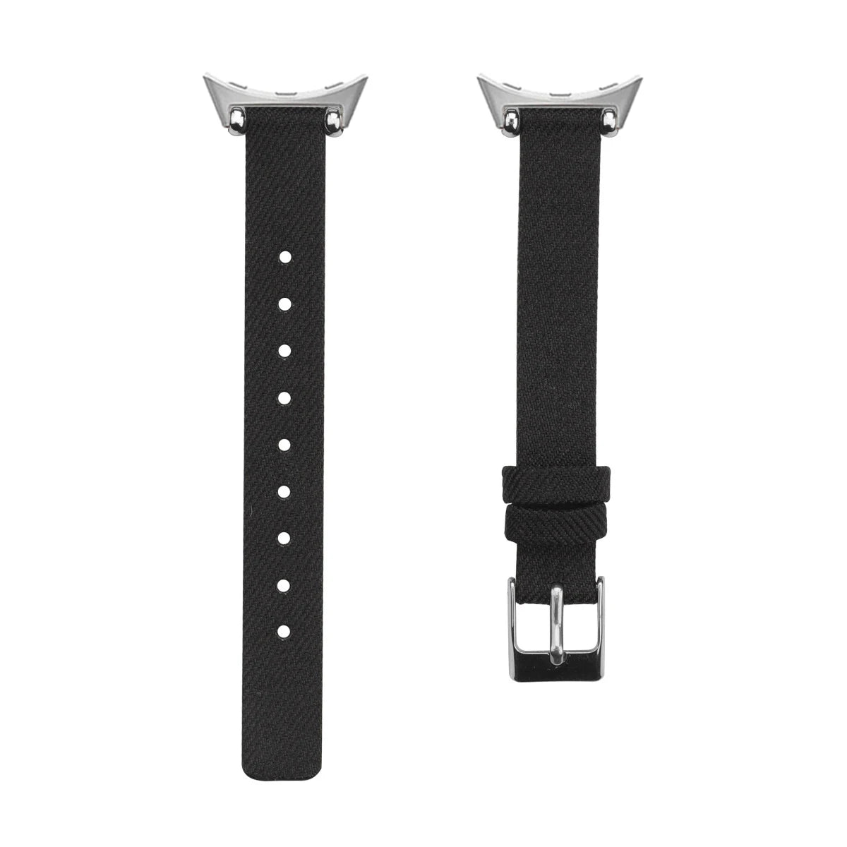 Black Google Pixel Watch 5, 4 and 3 Slim Canvas Band, Leather Lining