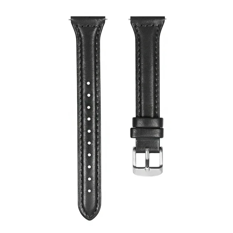 Polar Slim Leather Band with Stitched Edges – Black