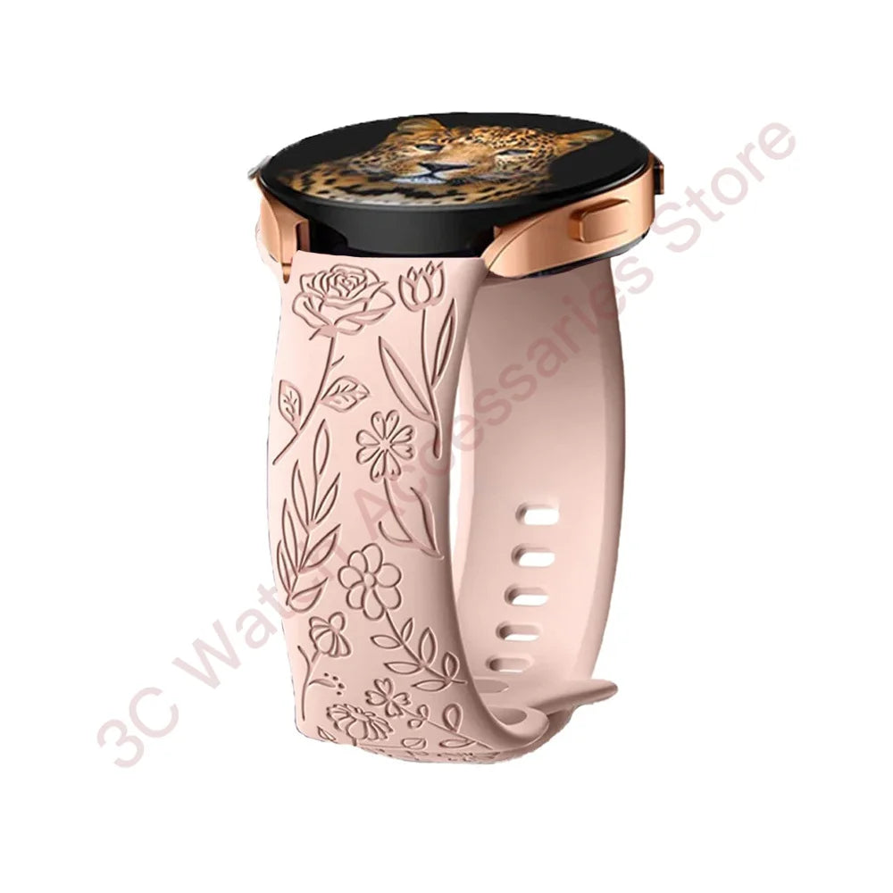 Garmin Rose Engraved Silicone Band in Pink