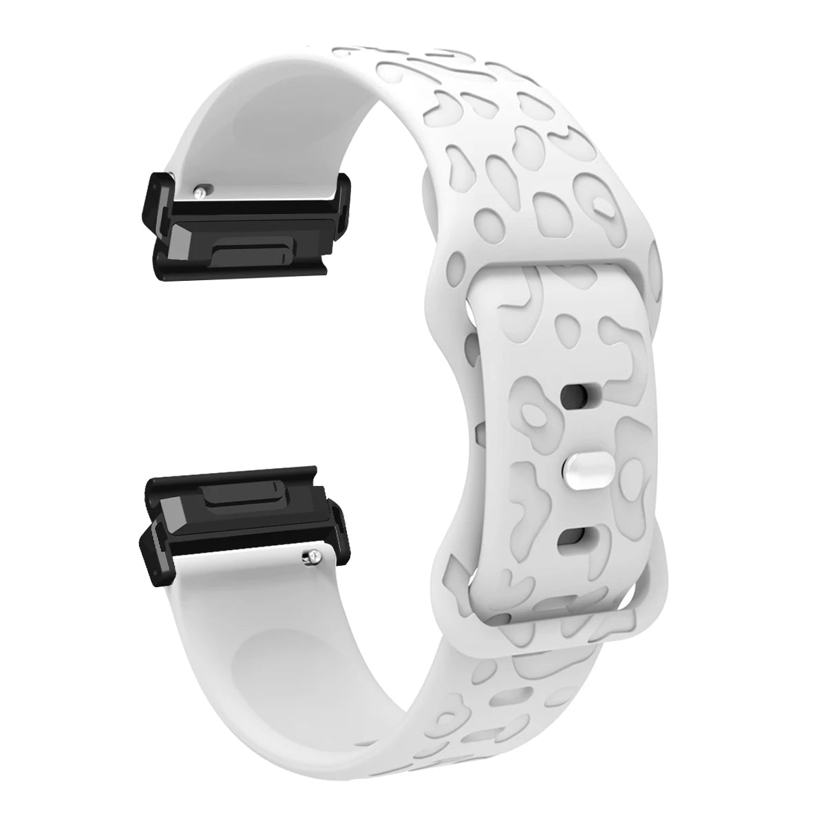 White Garmin QuickFit 22/26mm Embossed Silicone Band with Tuck Closure