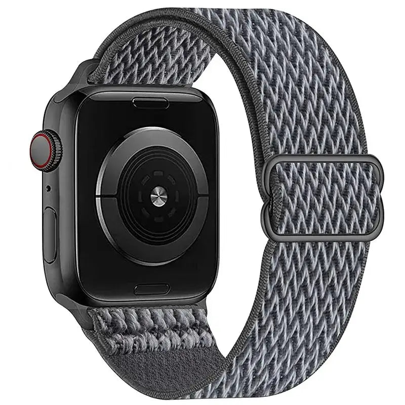 Storm Gray Chevron adjustable stretch nylon Apple Watch band