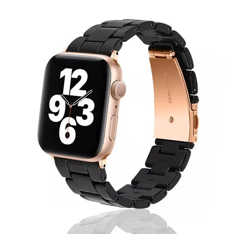 Black resin Apple Watch band with folding clasp