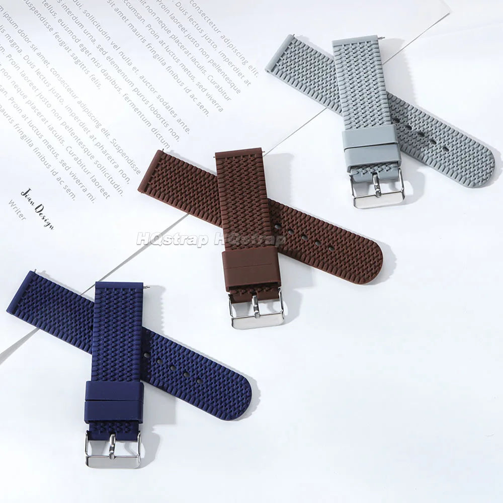 Garmin Tread Pattern Silicone Band in navy blue, brown and gray