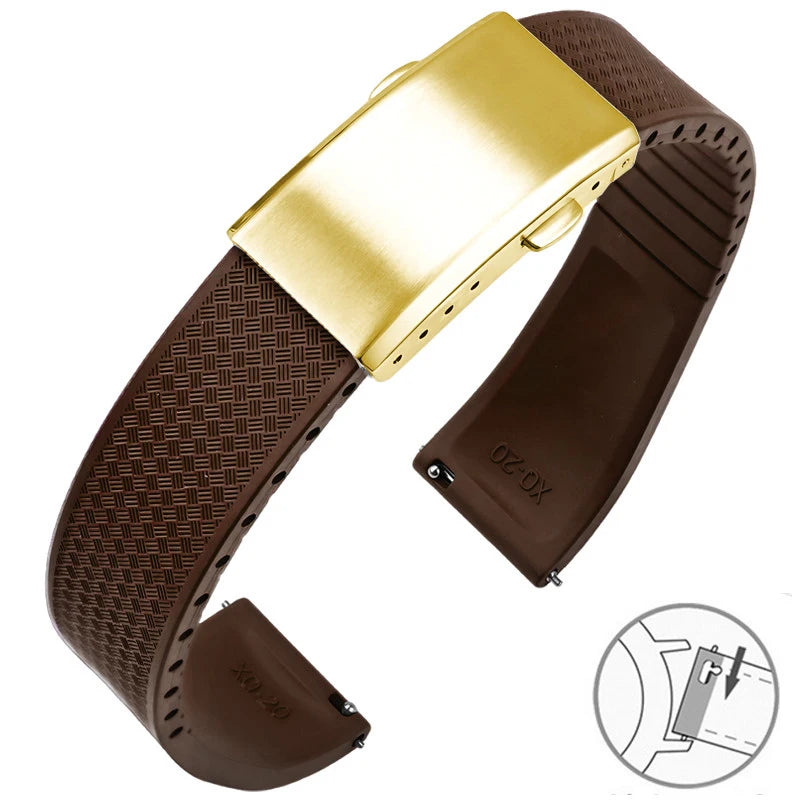 Garmin FKM Rubber Band in Brown with Gold Clasp