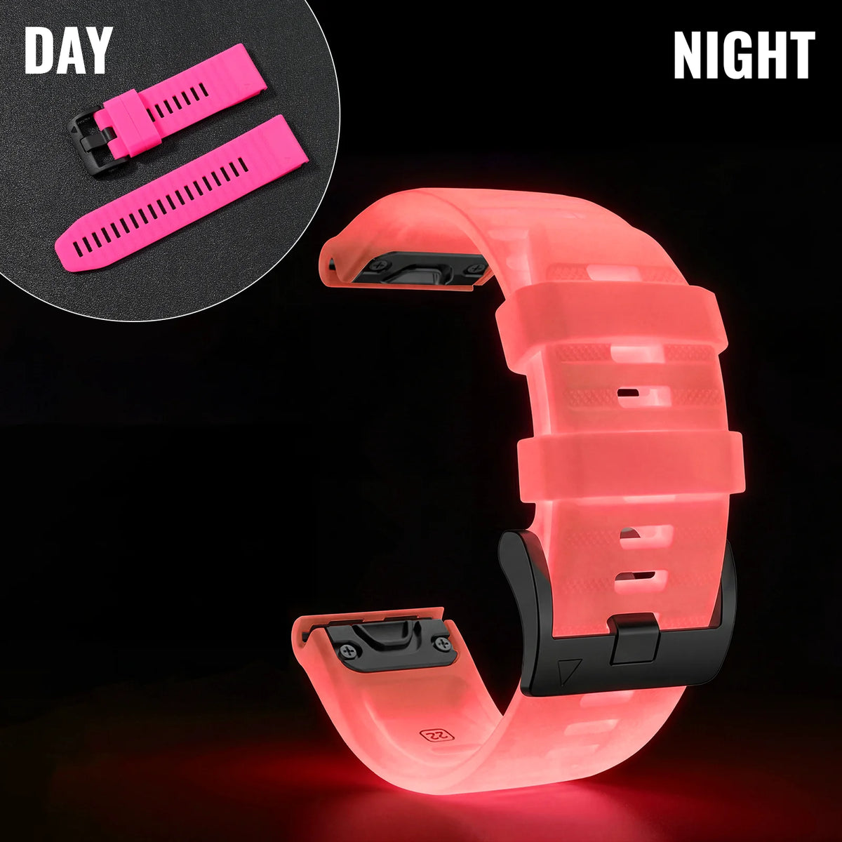 Barbie Pink Garmin QuickFit 22/26mm Glow-in-the-Dark Silicone Band