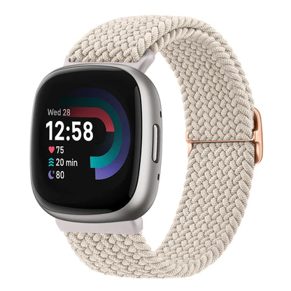 Ivory Fitbit Versa 4, Versa 3, Sense 2 and Sense Stretch Braided Loop Band