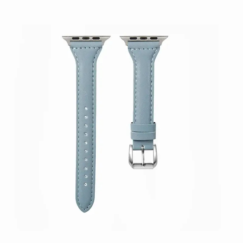 Light Blue tapered stitched leather Apple Watch band