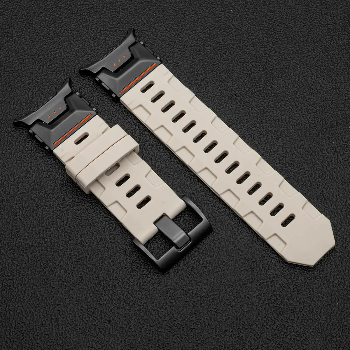 Samsung Galaxy Silicone Sport Watch Band - Ultra/Ultra2 No Gaps in starlight black color, designed for a seamless fit.
