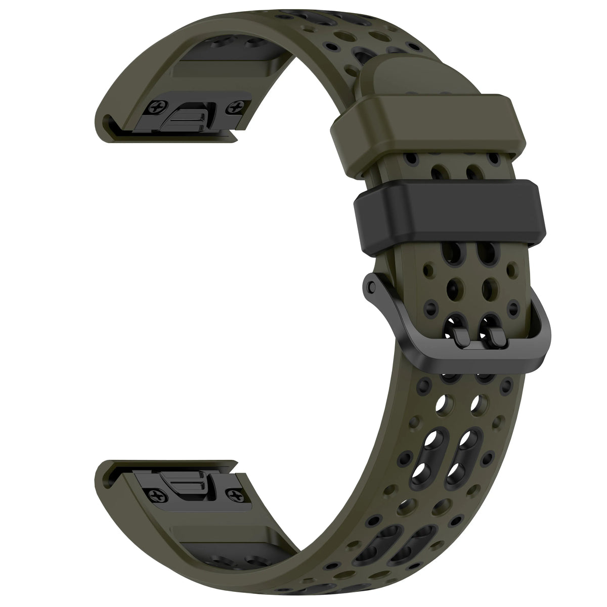 Army Green / Black Garmin QuickFit 22/26mm Flexible Two-Tone Vented Silicone Band