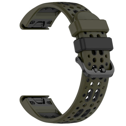 Army Green / Black Garmin QuickFit 22/26mm Flexible Two-Tone Vented Silicone Band