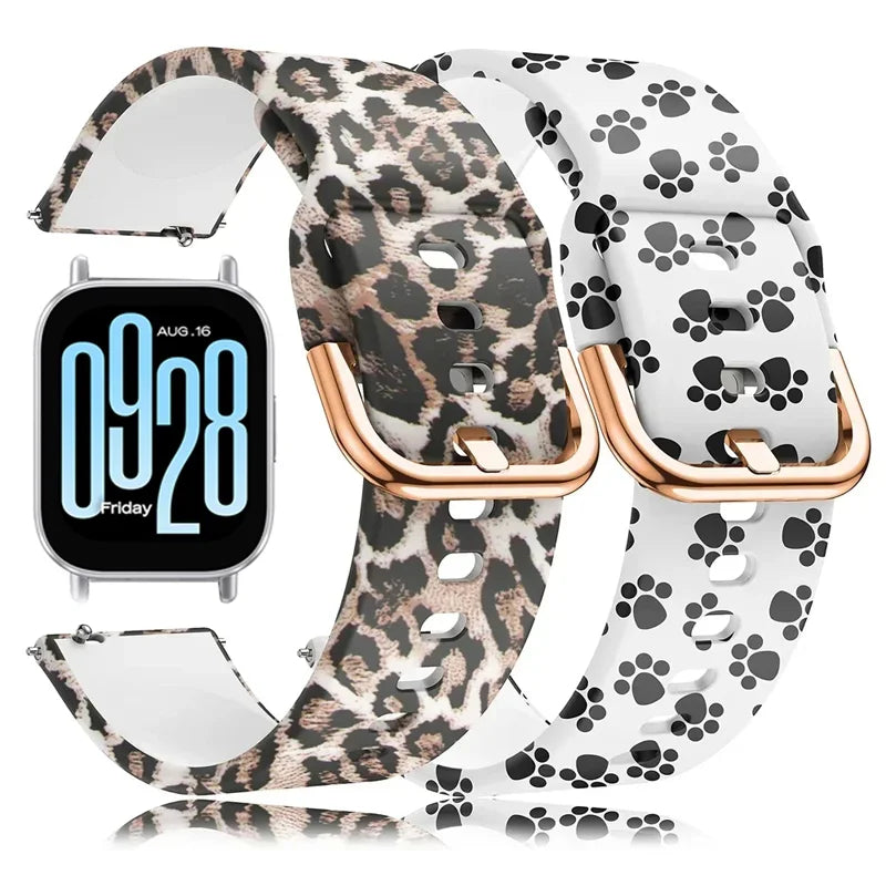 Garmin Printed Silicone Band in leopard and floral patterns