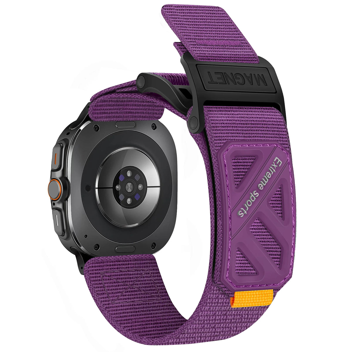 Samsung Galaxy Sport Magnetic Nylon Watch Band – Ultra/Ultra2 in purple, featuring magnetic closure for durability and comfort.
