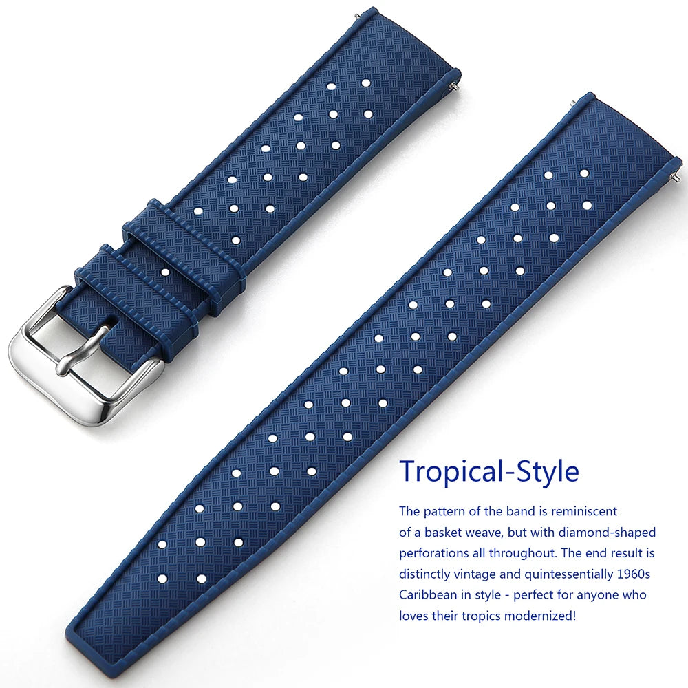 Tropic Silicone Band for Polar – navy blue tropic texture