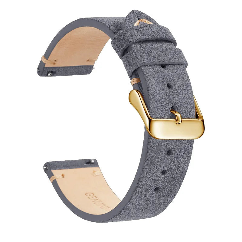 Polar Suede Leather Band with Buckle Color Options — Dark Gray / Gold Buckle