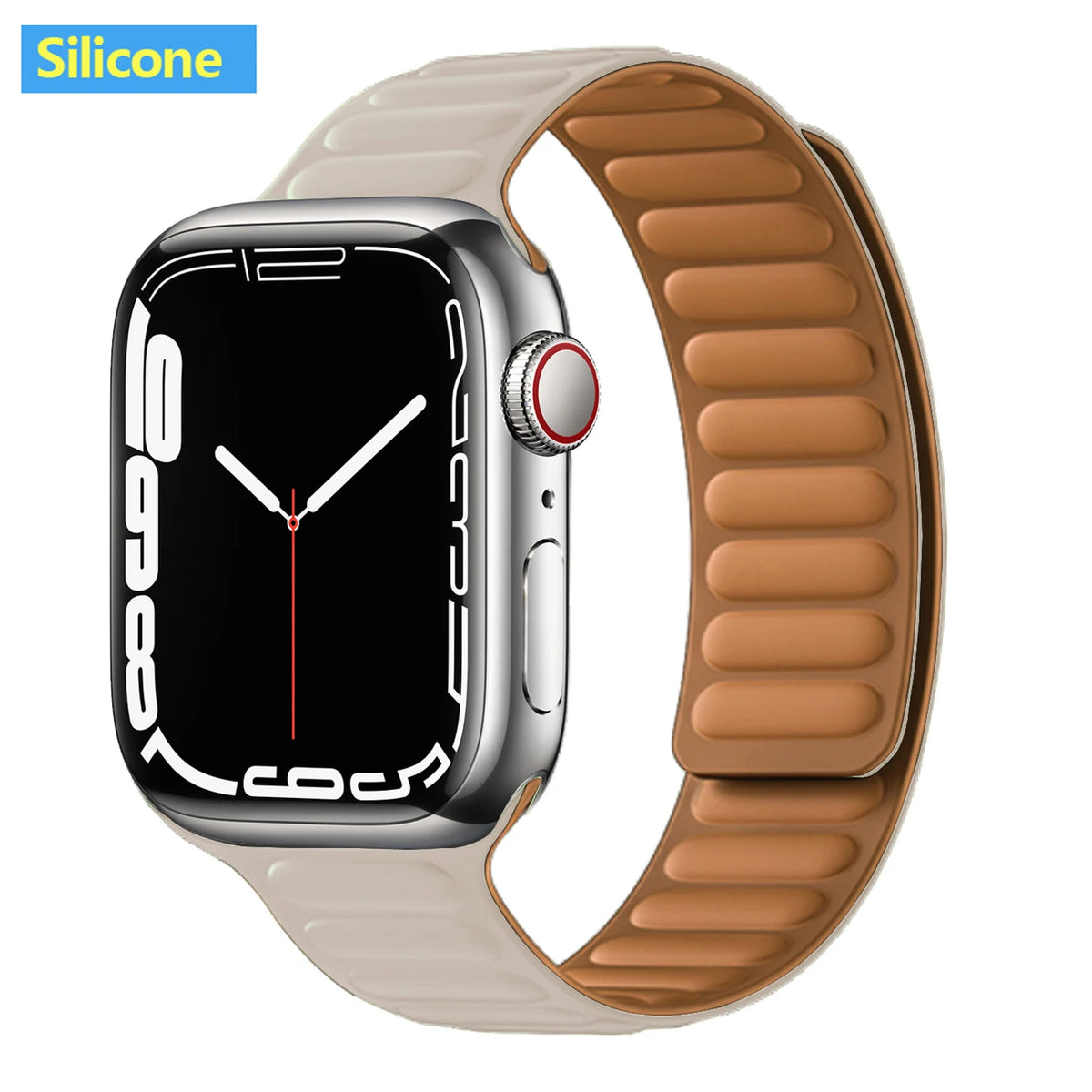 Magnetic Apple Watch Link Band - Leather & Silicone in Silicone / Ivory