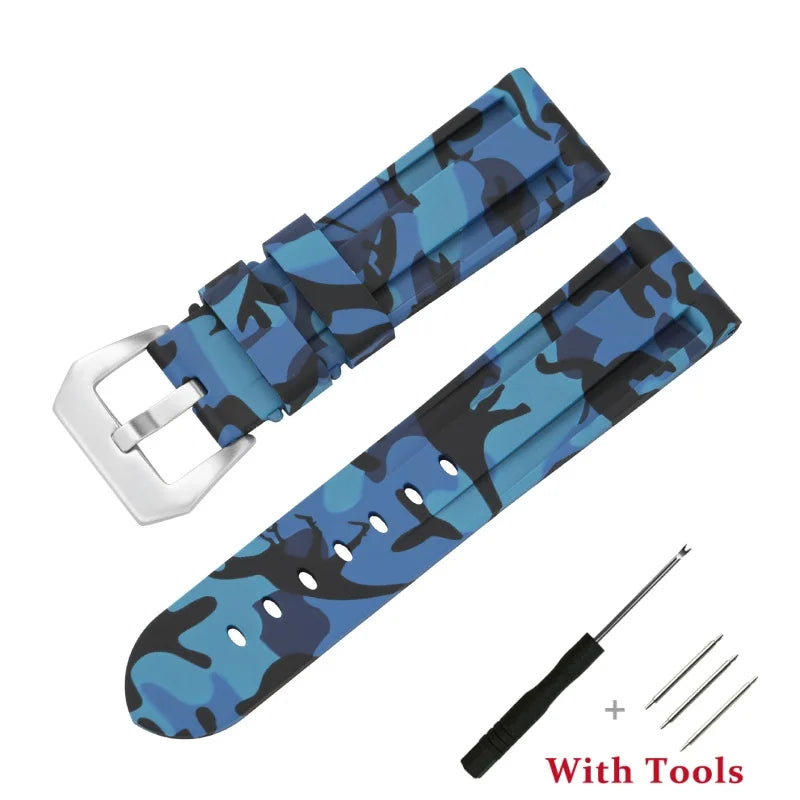 Motorola Moto Silicone Buckle Band in Solid and Camo Colors — Blue Camo