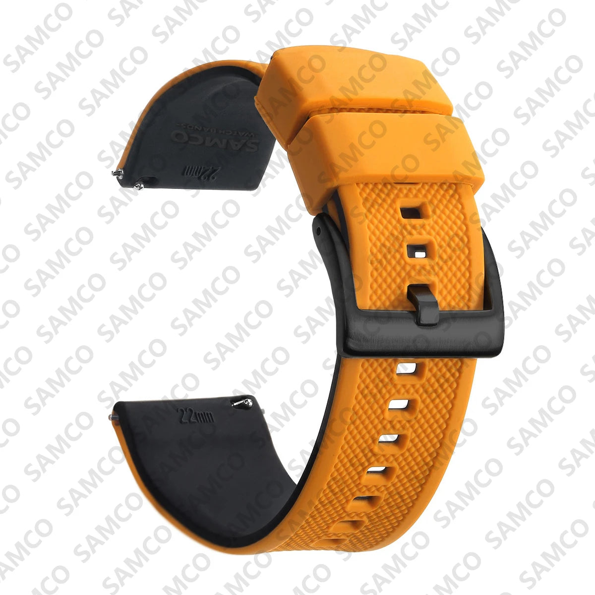 COROS Textured Silicone Watch Band with Buckle Choices - Orange / Black - Black Buckle