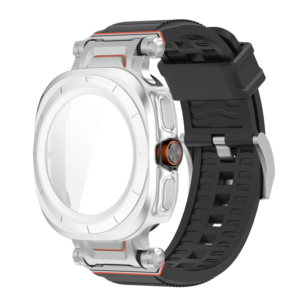 Samsung Galaxy Ultra/Ultra2 Silicone Sport Watch Band - Acrylic Case in SL Black with 47mm dial for secure fit.