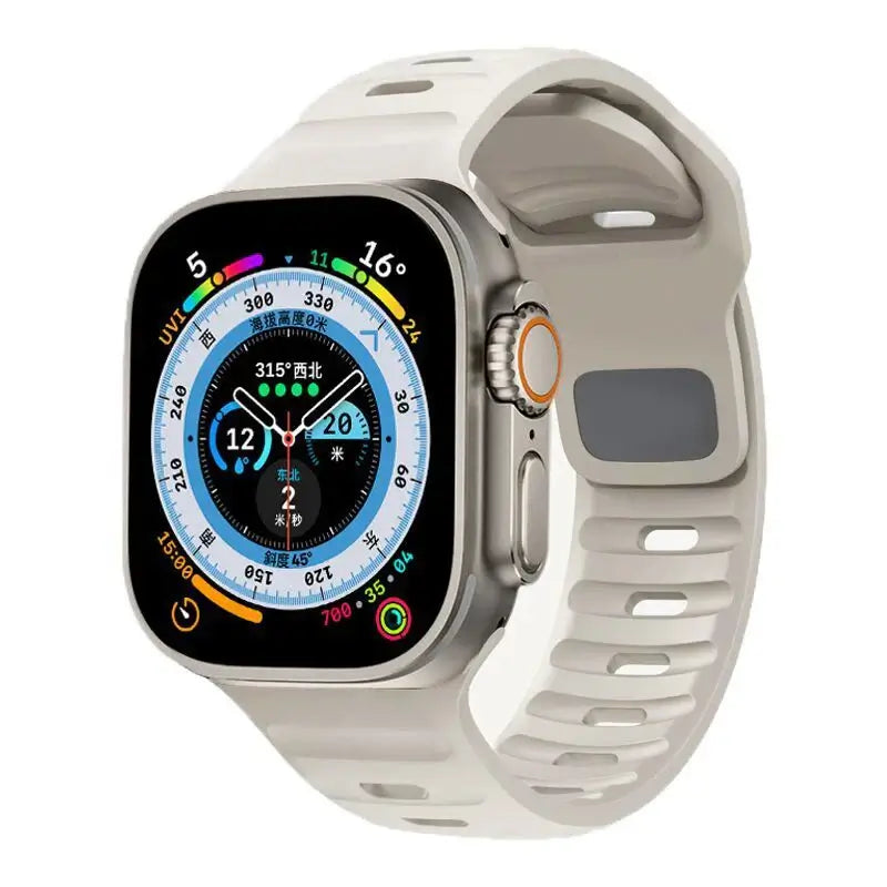 Ivory slotted silicone Apple Watch sport band