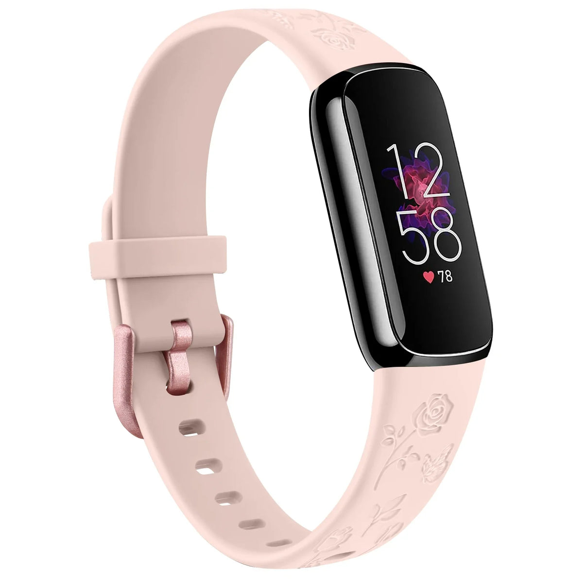 Fitbit Luxe Floral-Engraved TPU Band - Blush