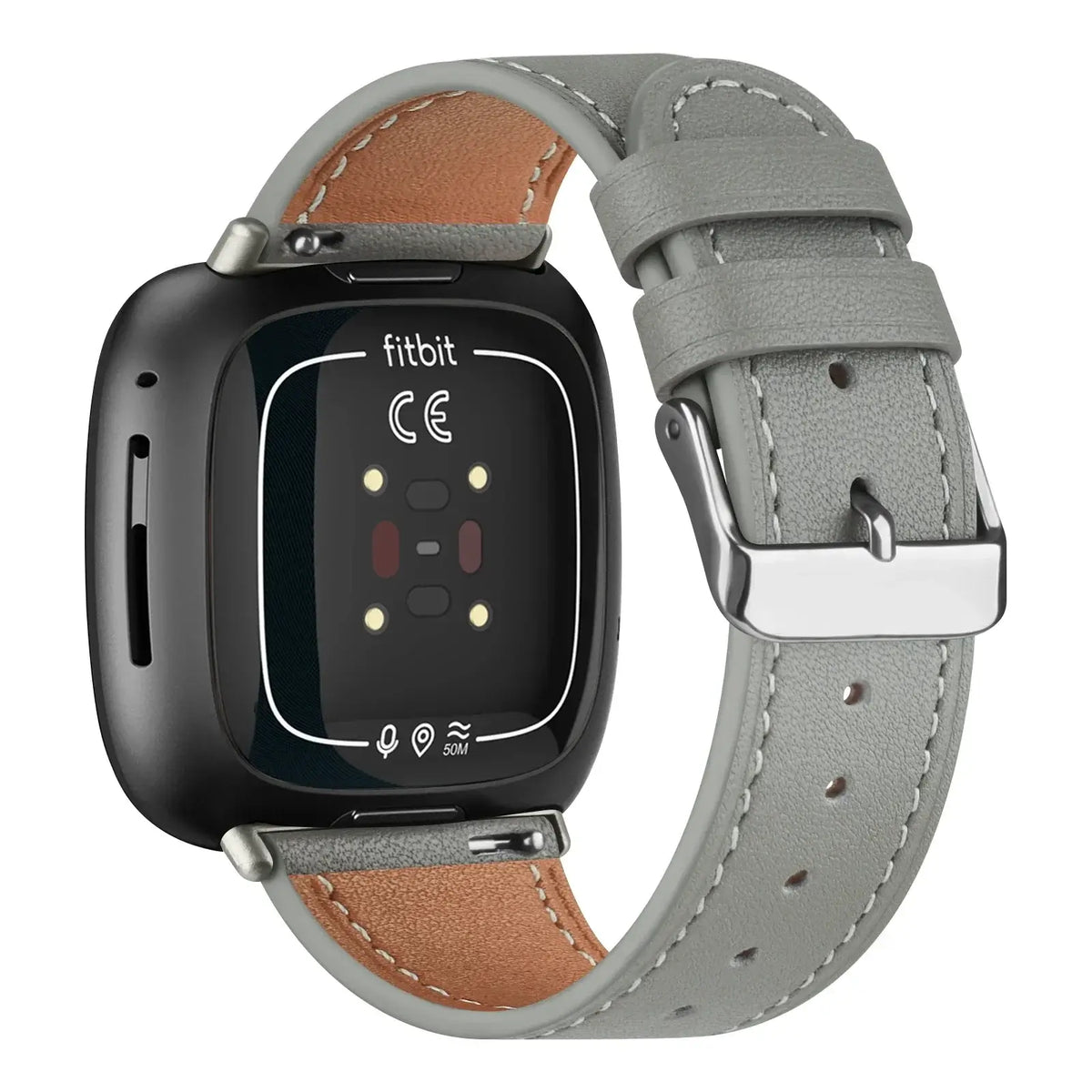 Fitbit Versa 3/4 & Sense 1/2 Leather Buckle Band - Gray