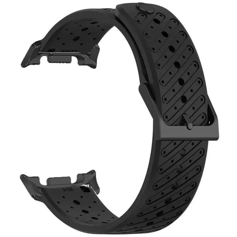 Samsung Galaxy Silicone Sport Watch Band - Watch 8/8 Classic/9 Ultra/Ultra2 Breathable in black color with diagonal vents
