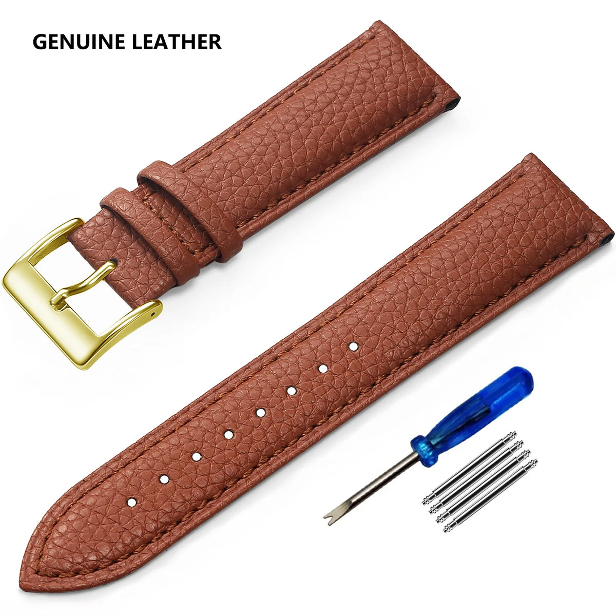 Garmin Grained Leather Band in Tan with Gold Buckle