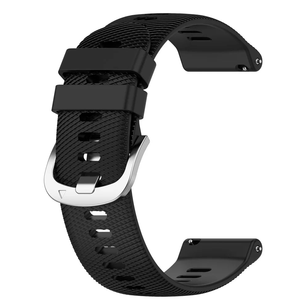 COROS Textured Silicone Sport Band in Solid and Two-Tone Colors – Black / Silver Buckle