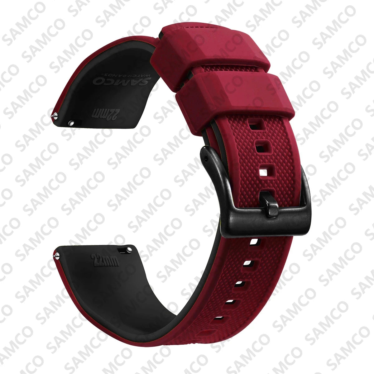 Polar Textured Silicone Band with Buckle Choices – Wine Red / Black / Black Buckle