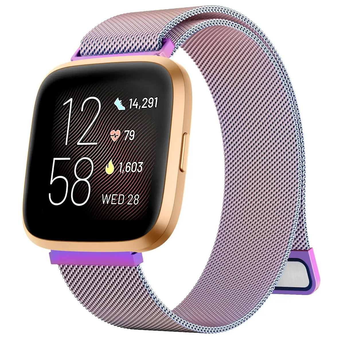 Fitbit Versa & Sense Magnetic Steel Mesh Loop Band - Iridescent Rainbow