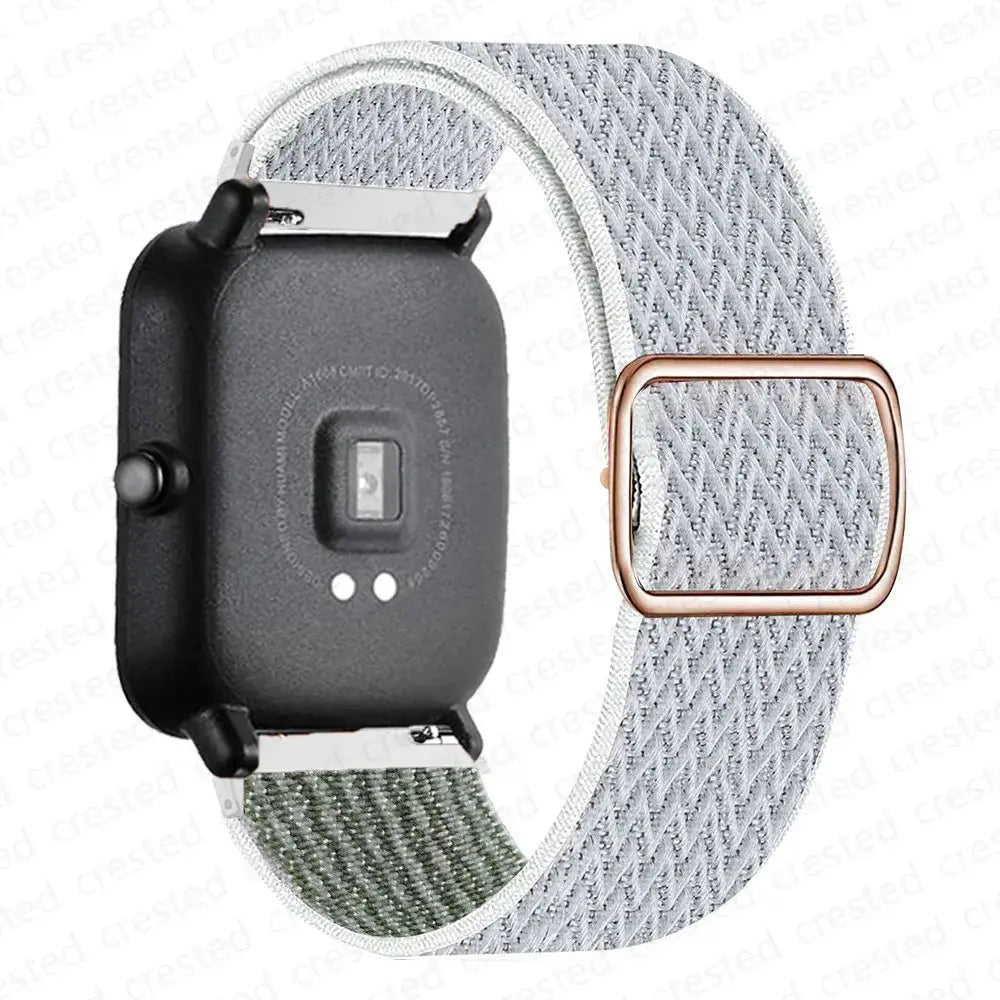 Adjustable Nylon Loop Band for Amazfit – Gray / White Chevron