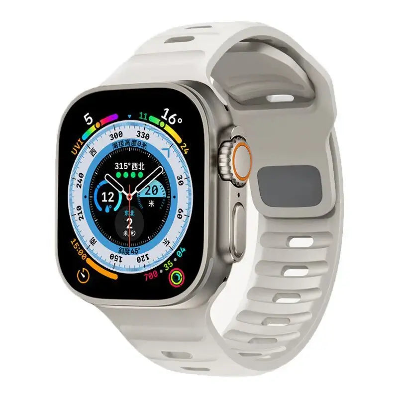 Light Beige slotted silicone Apple Watch sport band
