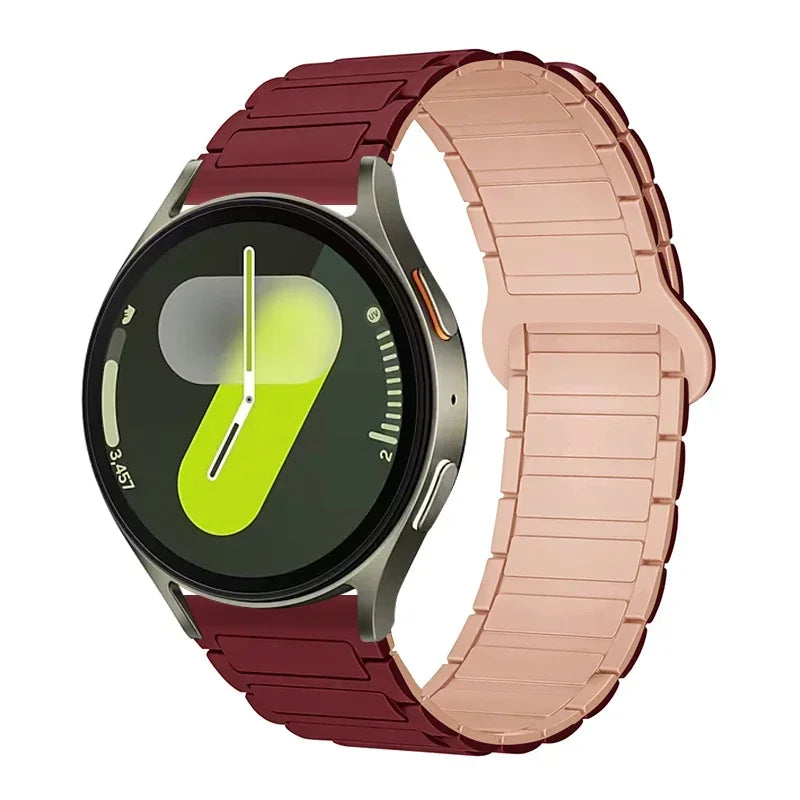 COROS Ribbed Magnetic Silicone Loop Band – Wine Red / Peach