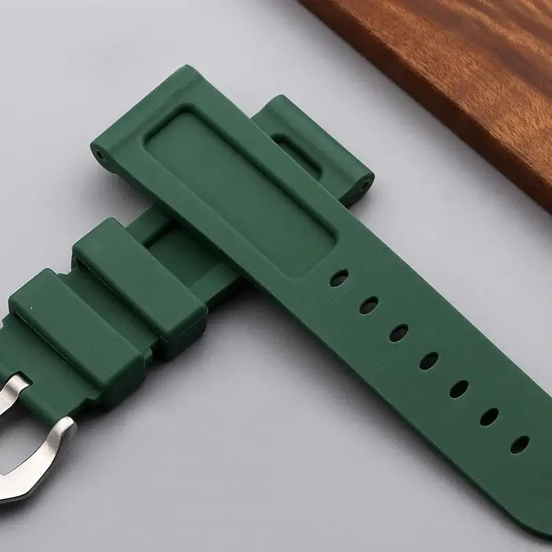 Green silicone strap panel detail