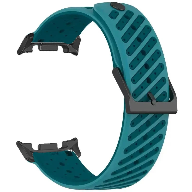 Samsung Galaxy Silicone Sport Watch Band - Watch 8/8 Classic/9 Ultra/Ultra2 Breathable in Lake Blue-Black color.