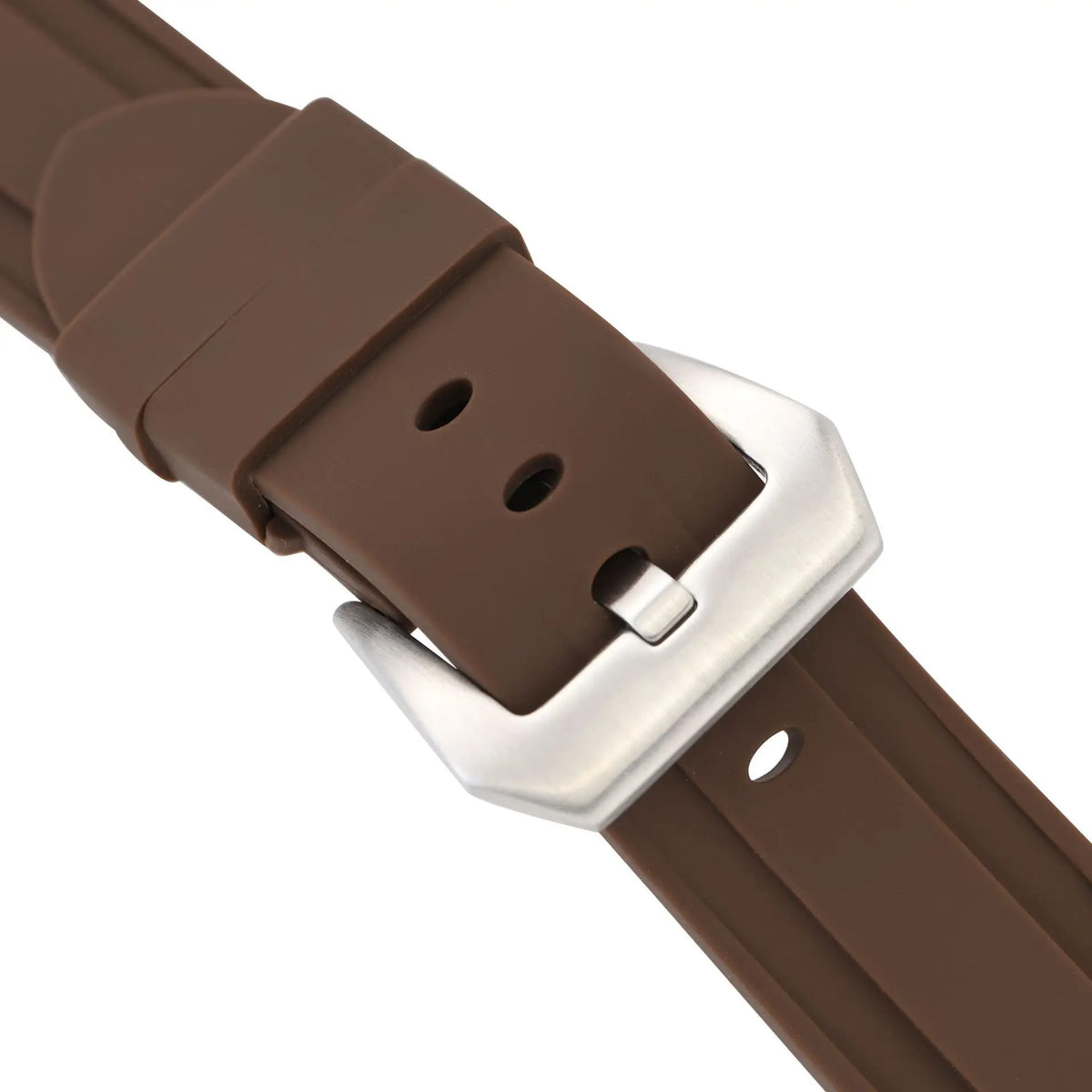 Motorola Moto Silicone Buckle Band in Solid and Camo Colors — Brown strap with silver-tone pin buckle