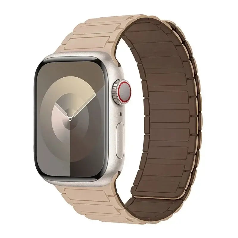 Beige / Brown segmented silicone Apple Watch band