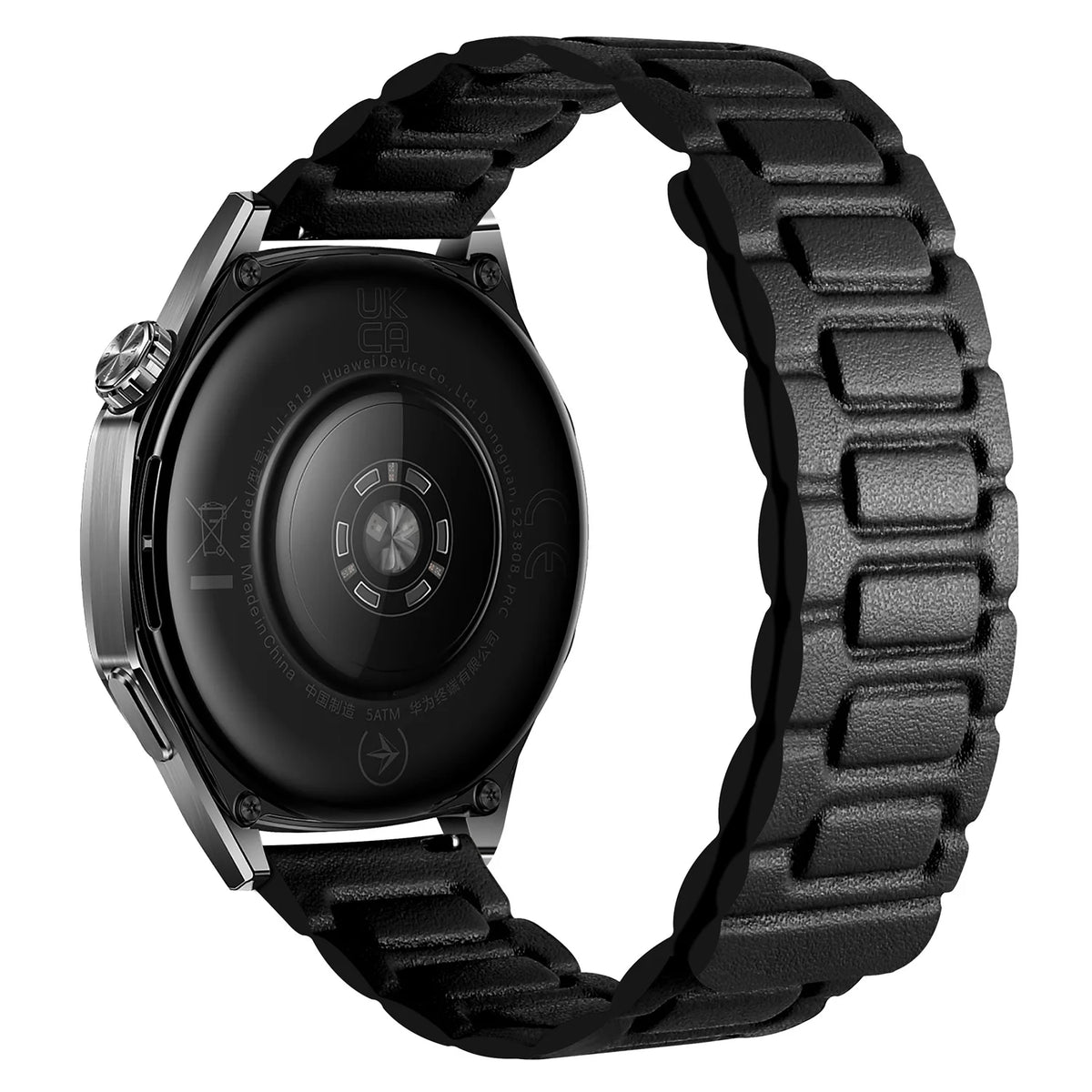 Black Garmin 18/20/22mm Quick Release Magnetic Leather Link Band