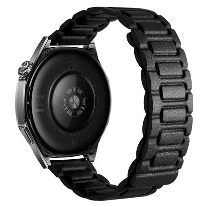 Black Garmin 18/20/22mm Quick Release Magnetic Leather Link Band