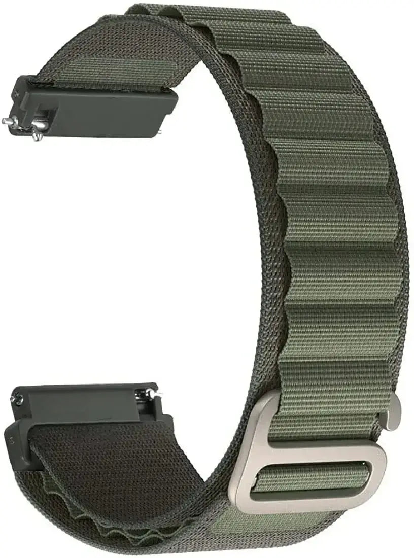 Amazfit Alpine-Style Nylon Band with Metal Hook — Olive Green / Silver Hook