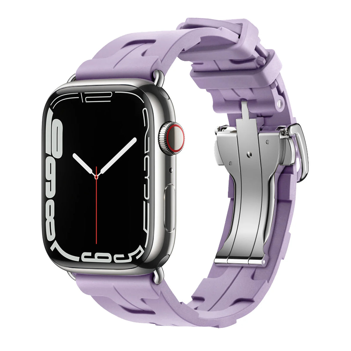 Sculpted Silicone Apple Watch Band with Folding Clasp in Lilac