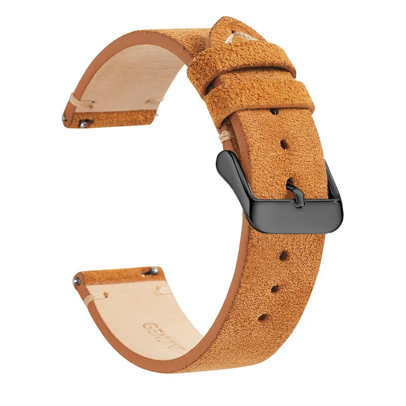 Motorola Moto Suede Leather Band with Buckle Color Options — Tan Brown / Black Buckle