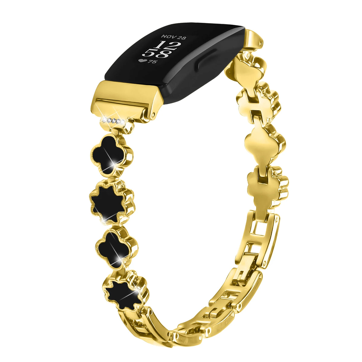 Gold / Black Fitbit Inspire 2, Inspire HR and Ace 3 Clover Link Bracelet Band