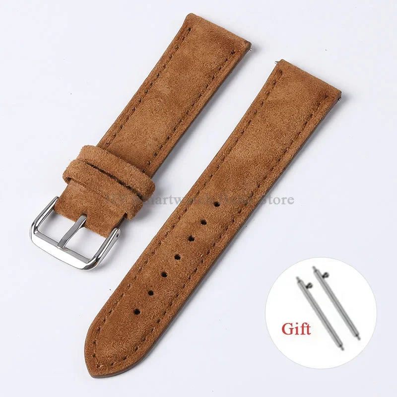 Motorola Moto Suede Leather Band with Buckle Options — Brown / Silver Buckle